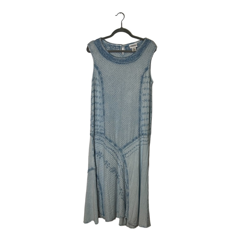 Expressions Blue Embroidered Boho Sleeveless Maxi Dress Size XL